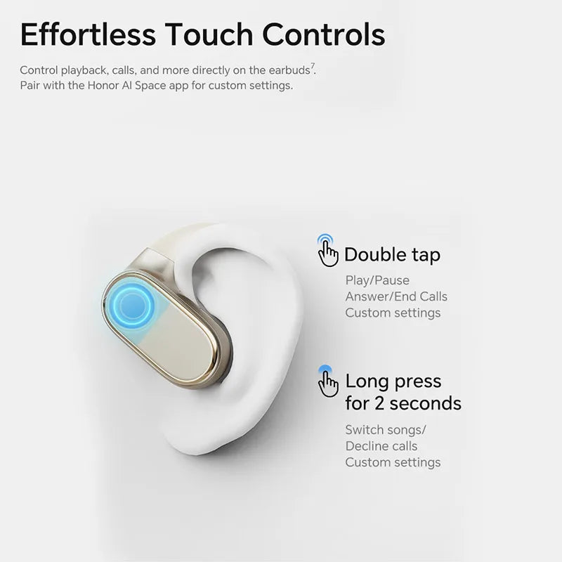HONOR CHOICE Open-Ear True Wireless Earbuds Open Ear TWS Headphones IP54 10-hour Playtime Immersive Sound Bluetooth 5.3