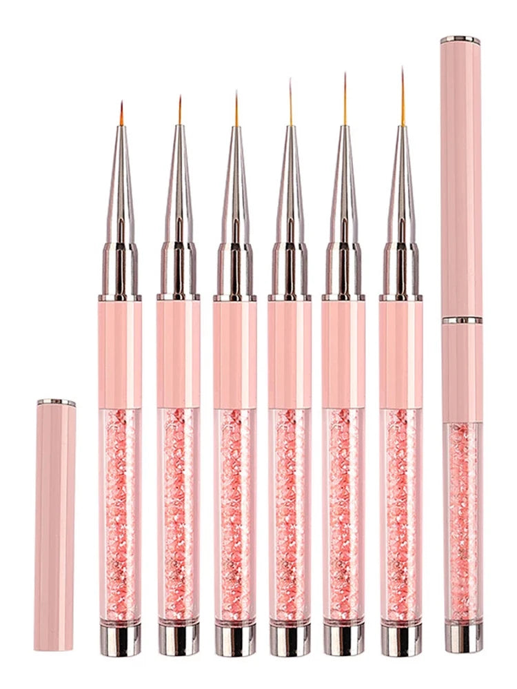 Pink Nail Art Brushse Pen Lines Stripe Flower Painting Drawing Pen Acrylic UV Gel Extension Grids Nail Brush Manicure Tools 1PCS