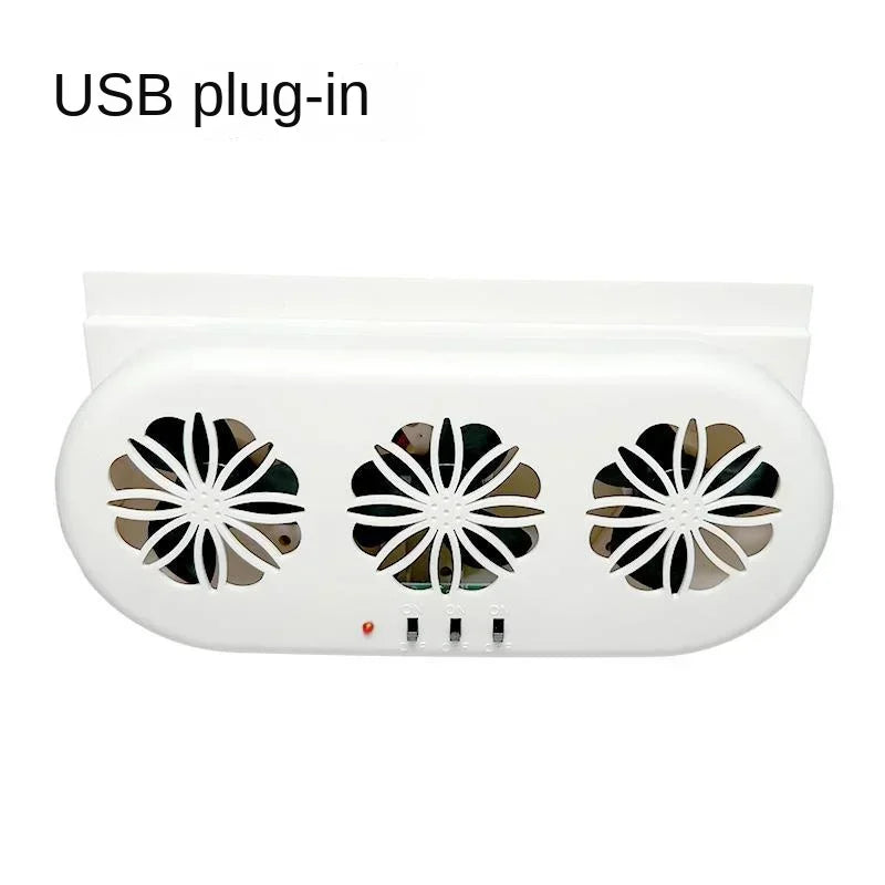 Solar Car Exhaust Fan in-car Air Circulation Cooling 3 USB Rechargeable Ventilation Fan Cooling Smoke Exhaust Fan for Car SUV
