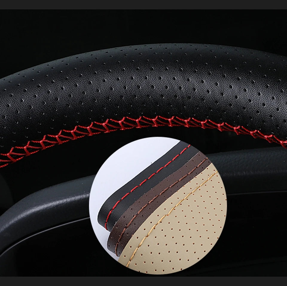 Car Steering Wheel Braid Cover Universal Fiber Leather Car Steering-wheel With Needles And Thread Auto Interior Accessories