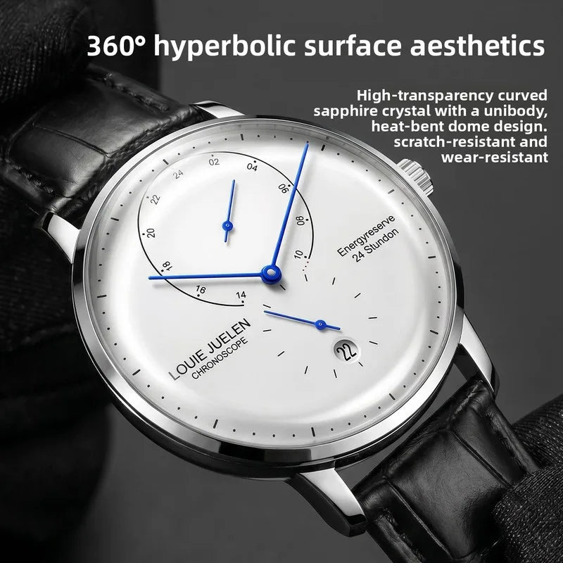 New Calendar Quartz Men's Watch Tempered Glass Double Curved Waterproof Business Minimalist Wristwatch