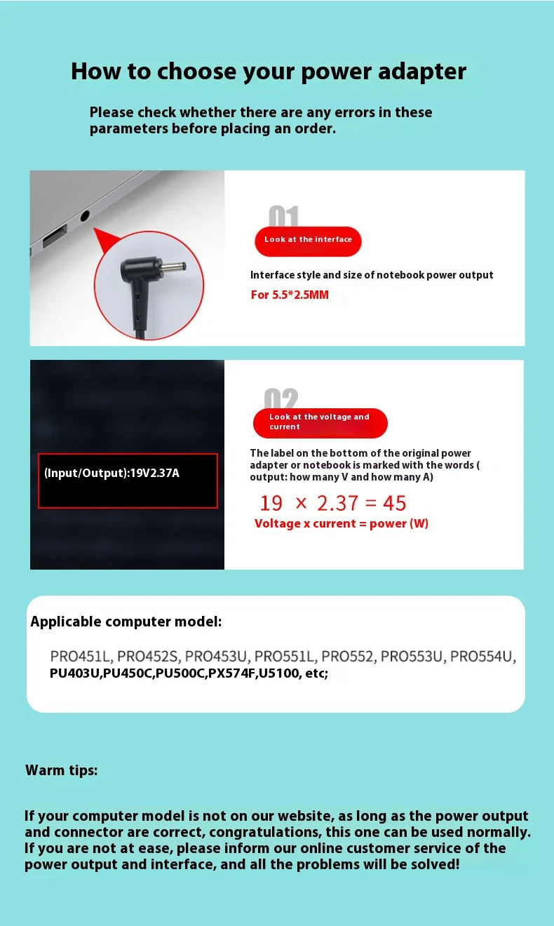 19V 2.37A 45W 4.0*1.35mm Laptop Charger Adapter ADP-45BW For Asus Zenbook UX305 UX21A UX32A X201E X202E U3000 UX52 Power Supply