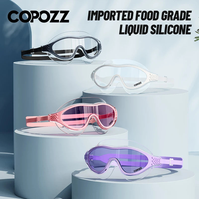 Big Frame Professional Swimming Waterproof Food Grade Silicone Glasses Swim Eyewear Anti-Fog UV Adult Men Women Diving Goggles