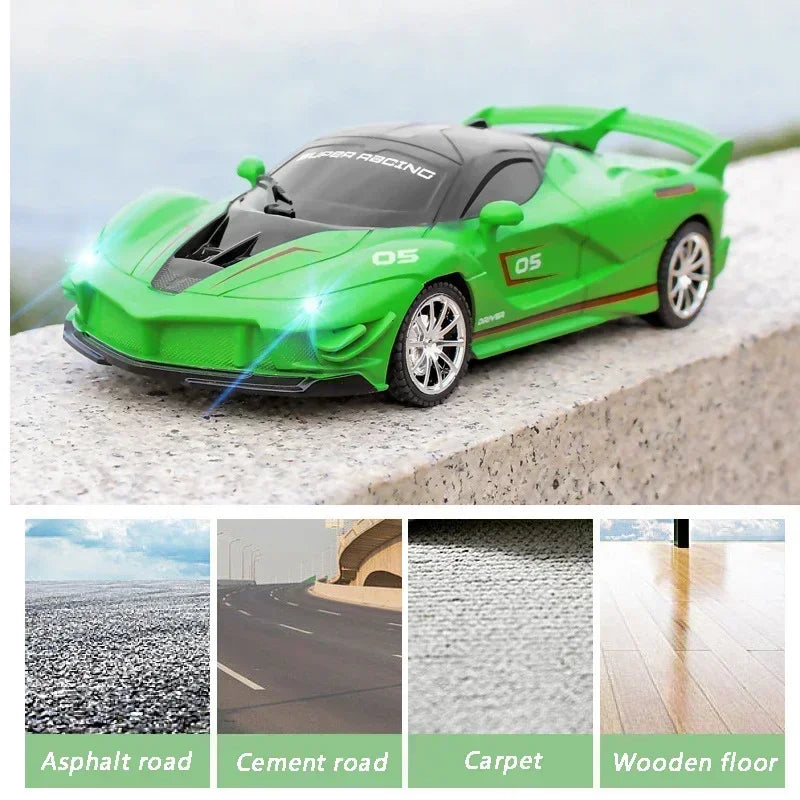 1:18 Radio Remote Control Car Chargeable RC Car High Speed 15km/h 2.4G With LED Light Toys for Boys Girls Vehicle Racing Hobby