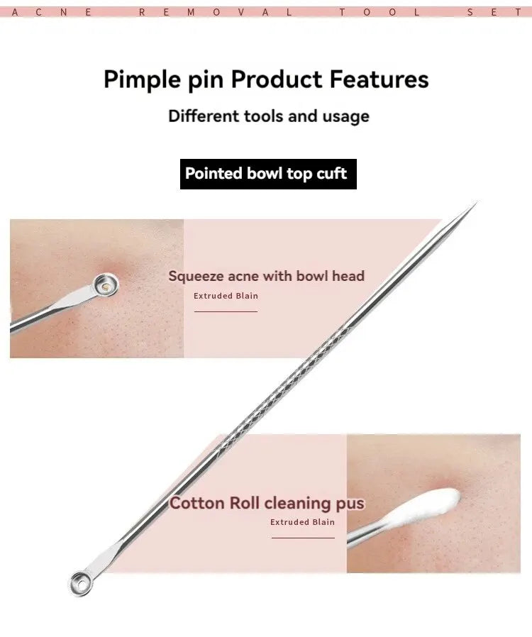 Stainless Steel Beauty Needle Acne Needle Dual-purpose Acne Remover Acne Removing Acne Beauty Tools Pimple Pin 4 PCs Set