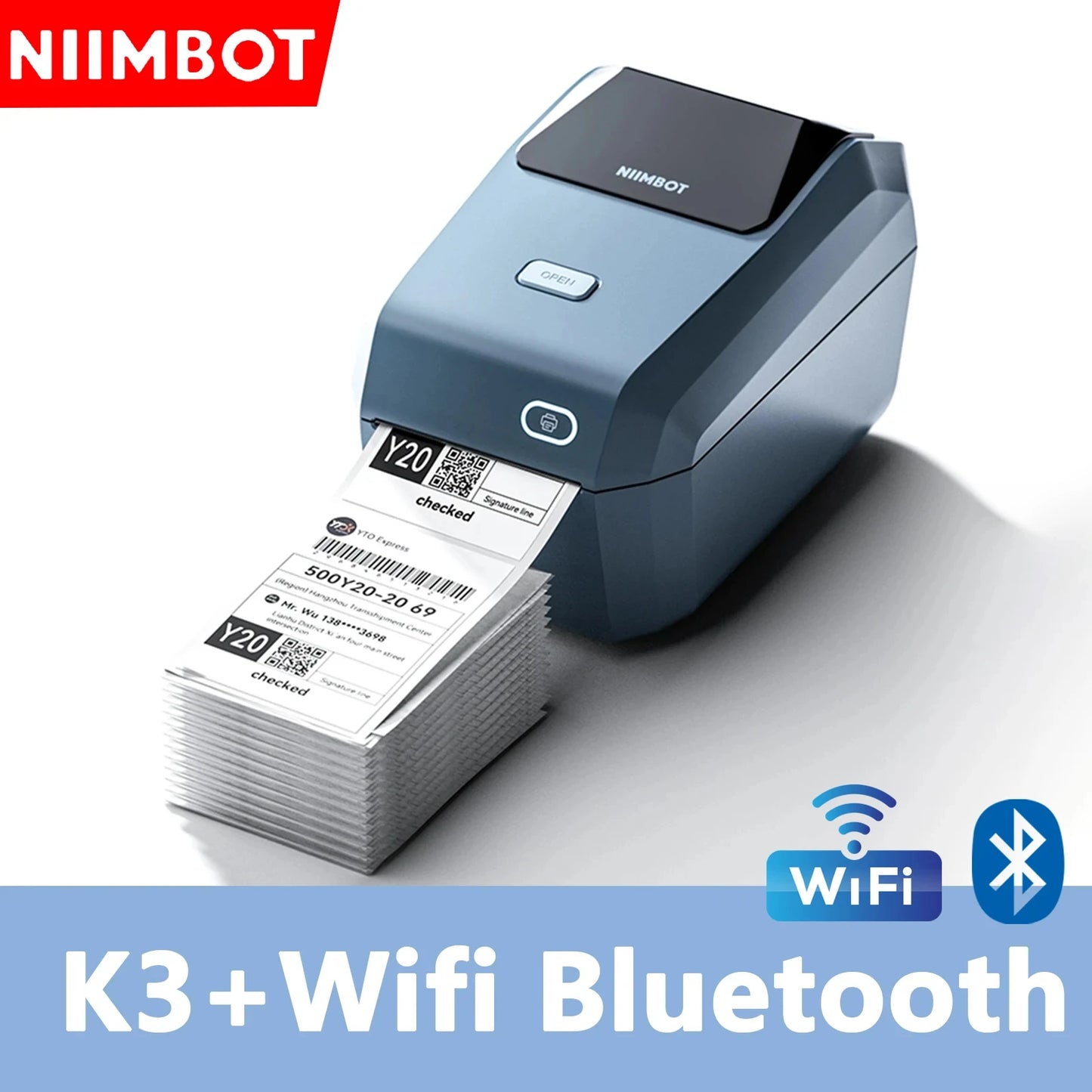 Niimbot 80mm Desktop Label Printer Bluetooth Wireless Wifi USB Thermal Maker Shipping Barcode Niimbot  K3 Machine