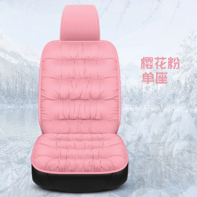 Car seat cushion with winter plush, winter down insulation, thick soft backrest, five seat universal winter cushion cover