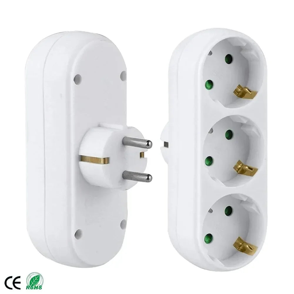 European Plug German Standard Wall Socket Extension Plug 1 to 3 Wall Plug Power Supply Expansion Converter Conversion Plug