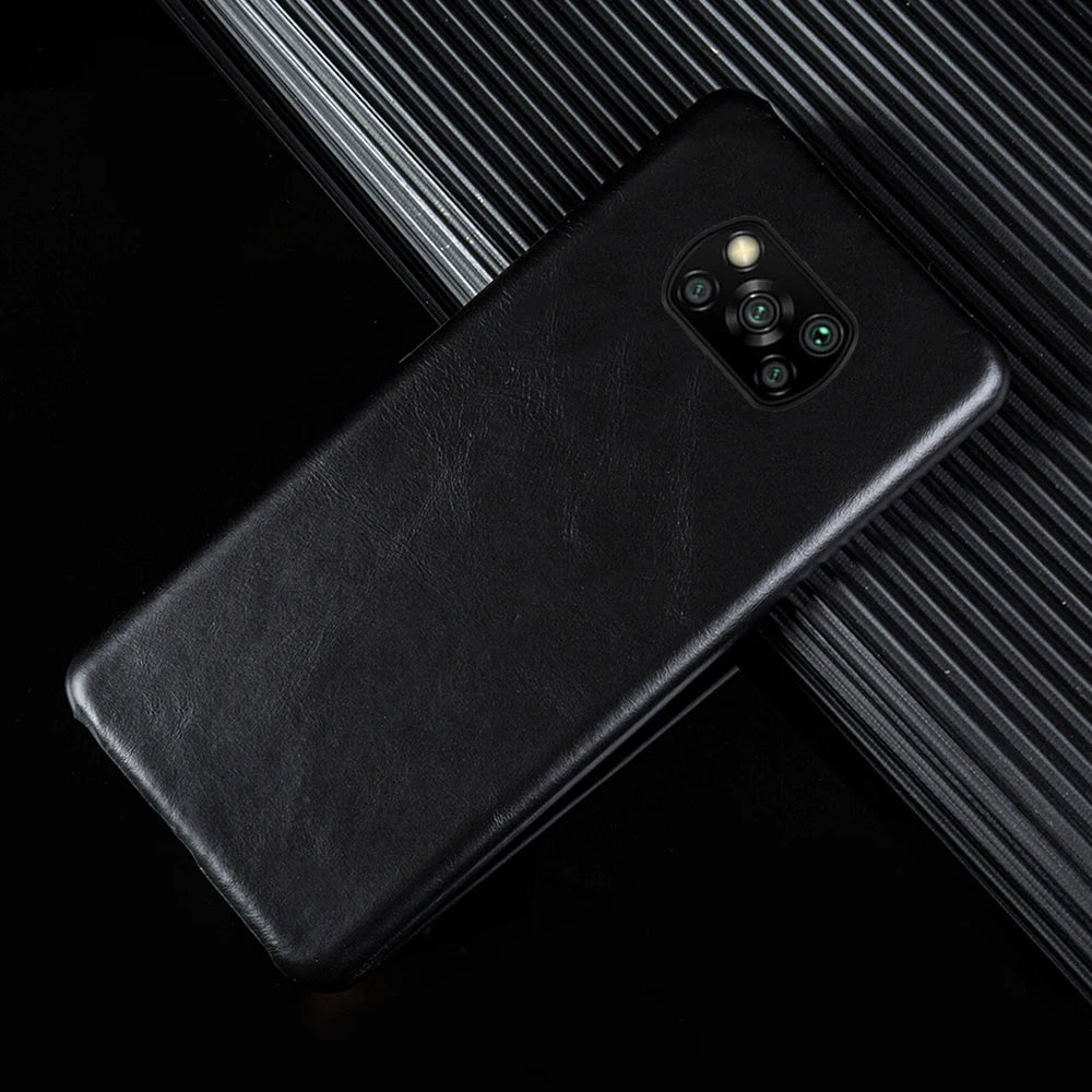 Genuine Leather Phone Case For Xiaomi Poco Series Cover Hand Made Oil Wax Pattern X3 X4 M3 M4 M5 F1 F2 F3 F3GT F4 F4GT C40 C50