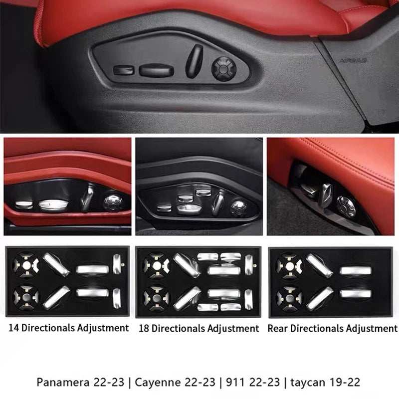 Car Interiors Parts Seat Adjustable Buttons Cover Stickers for Porsche Cayenne Paramera 911 2022 2023 Taycan 2019 2020 2021 2022