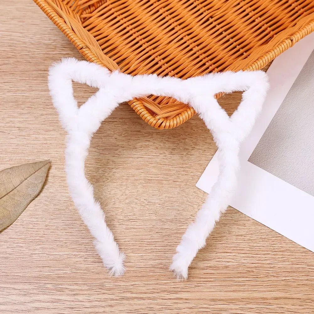 Plush Cat Ear Lolita Headbands Girls Cartoon Furry Hair Bands Hoop Women Cosplay Costume Party Headwear Korean Hair Accessories