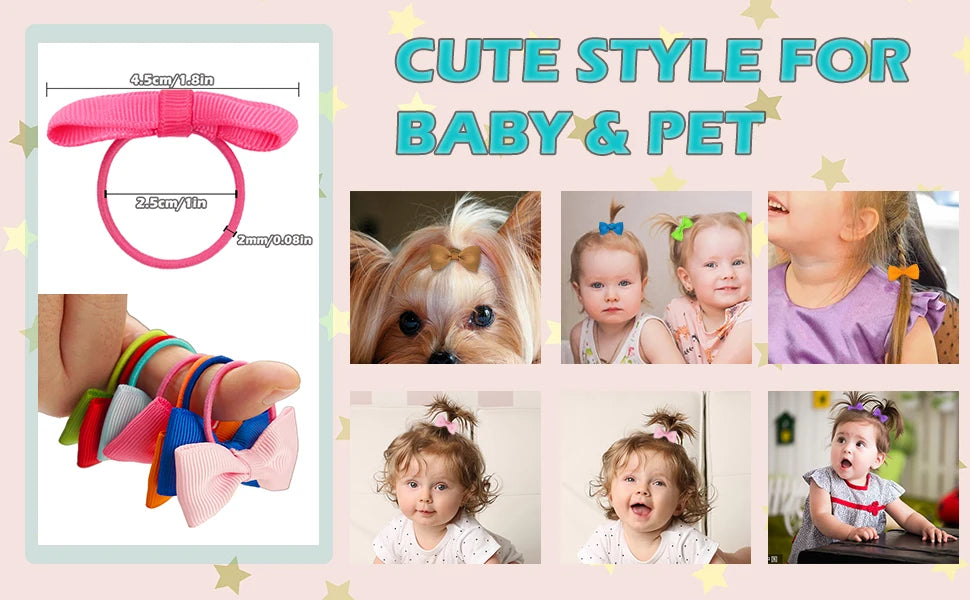 20/40Pieces 2 Inch Baby Girls Hair Bows Elastic Ties Grosgrain Ribbon Bow With Rubber Band Ponytail Holders Hair Accessories