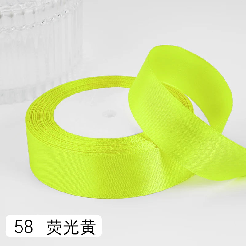 25yards/roll 1inch Satin Ribbon DIY Handmade Crafts Gift Box Flower Cake Decoration Wedding Birthday Party Festival Supplies