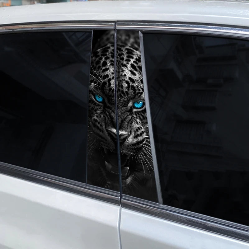 2pcs Lion Animal Car Decal Car B Pillar Decal Vinyl Waterproof Car Door Post Decal Diy Car Modification Styling Decal