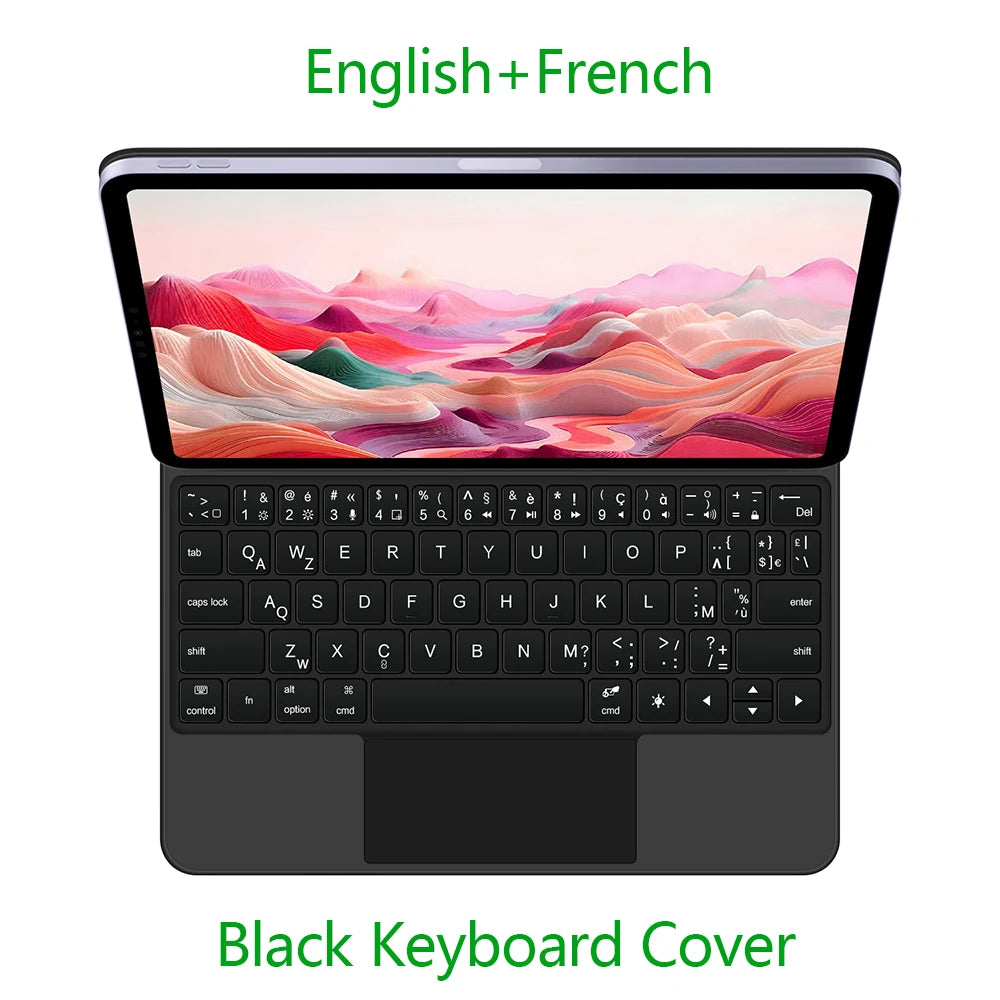 AJIUYU Magic Keyboard Folio For iPad Pro 11 inch (M4) 2024 A2836 A2837 Smart Magnetic Case Multi-touch Backlight Keyboard Cover