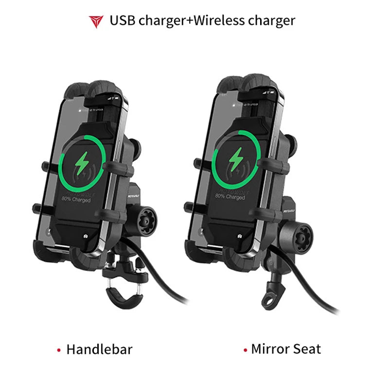 Motorcycle Wireless Charging Phone Holder Cradle 3.0 Quick Charger GPS Moto Support Cellphone Handlebar Mount for 4-7 inch Phone