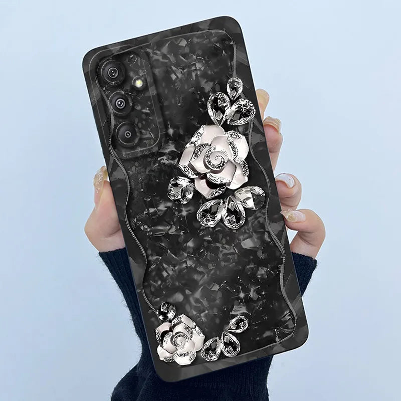 For Samsung Galaxy M34 M35 5G F34 5G Simplicity Flowers Liquid Shockproof Silicone Soft Phone Cover For SamsungM34 5G Case