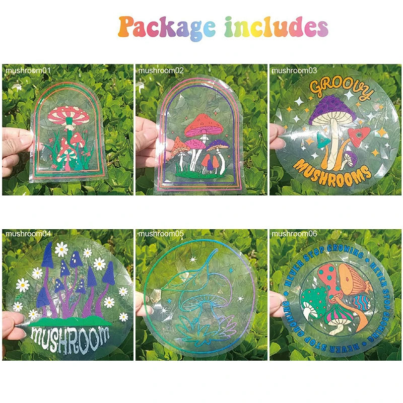 6Pcs/set Suncatcher Window Stickers Rainbow Maker PVC Glass Sticker Sun Catcher Wall Decal Art Home Bedroom Kids Room Decoration