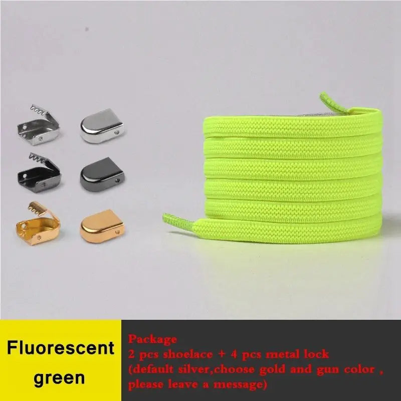 Elastic Flat Shoelaces No Tie Shoe Laces Outdoor Leisure Sneakers Quick Safety Flat Shoe Lace Kids and Adult Unisex Lazy Laces