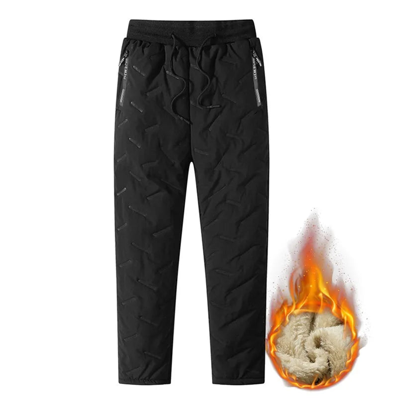 Winter Sweatwear Men Plush Thick Sport Sweatpant Lambswool Thermal Trousers Casual Pants Waterproof Windproof Warm Cotton Pants
