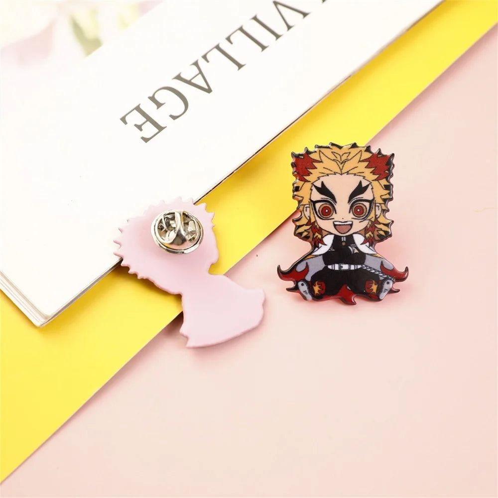 Wholesale Demons Slayer Anime Role Brooch Acrylic DIY Decorative Pins for Women Man Birthday Present Kids Toy Brooch