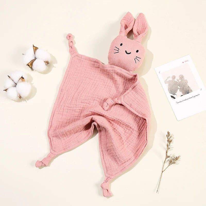 Baby Cotton Muslin Comfortable Blanket Cute Cat Doll For Infant Kids Sleep Appease Towel Children Rabbit Saliva Scarf