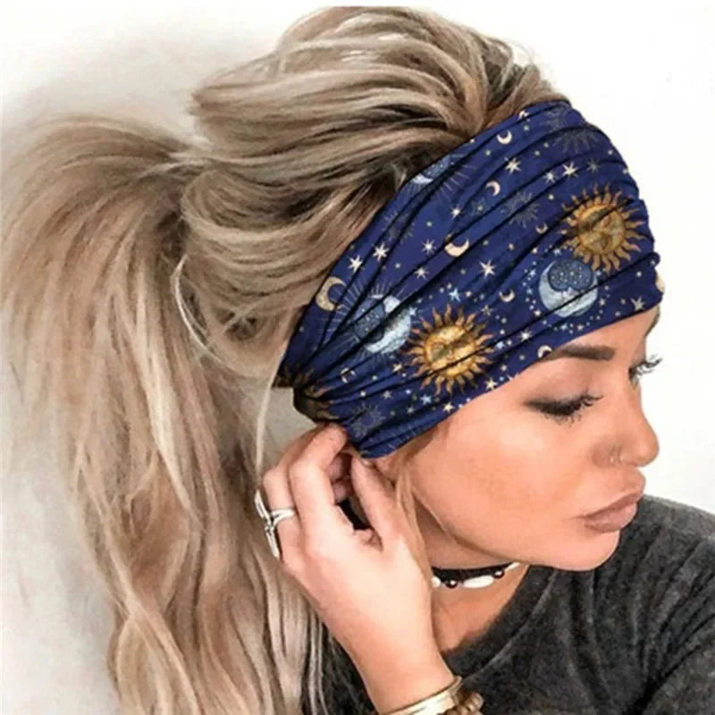 Women Hair Bands Headband Bohemian Sports Run Bandage Elastic Girl Wide Headband Print Wide Headwrap Headpiece Hairband Ladies