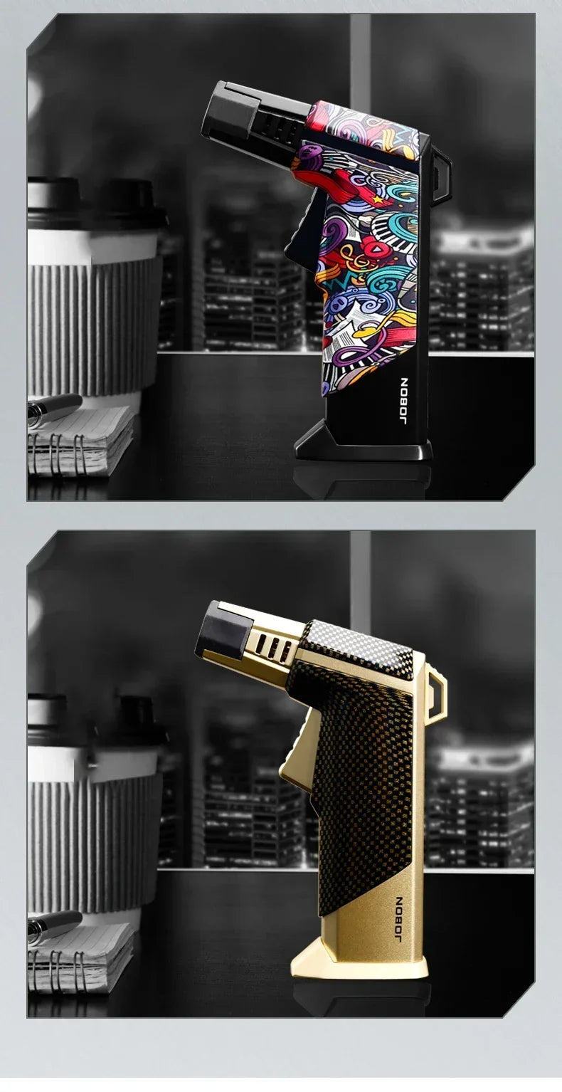 JOBON Multiple-uses Spray Gun Welding Gun Windproof Strong Blue Flame Gun Lighter with Flame Lock Non-slip Base Ignition Gadgets