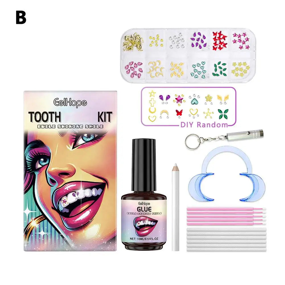 DIY Teeth Ornament With Curing Light Glue Professional Dental Adhesive Gem Crystals Ornaments Easy To Remove Unisex Dental Decor