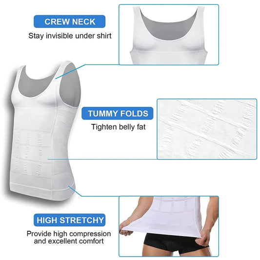 Men's Slimming Shaper Vest Elastic Body Shapewear Compression Abdominal No Sleeves Vest Breathable Fitness Sport Shaping Shirt