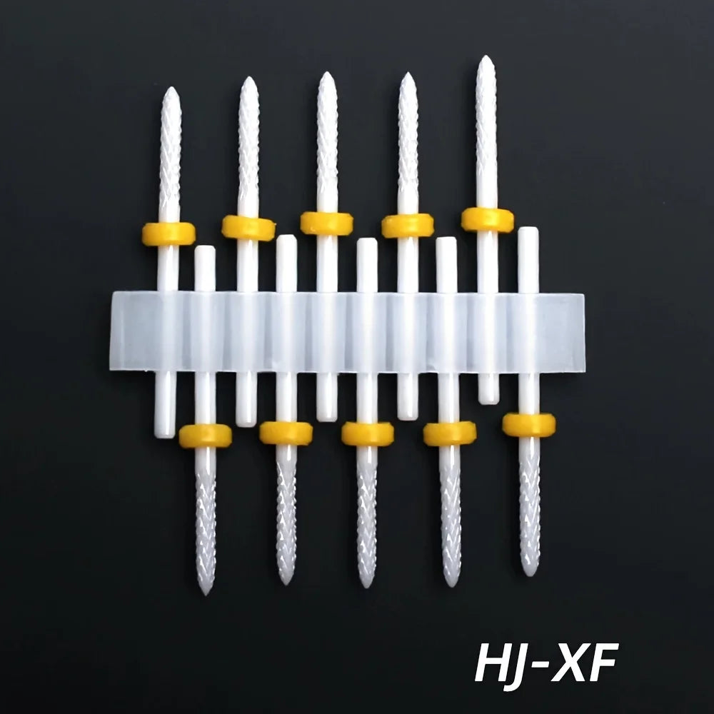 10pcs Ceramic Nail Drill Bits Set, Electric Manicure & Pedicure Milling Cutter, For Nail Polishing Machine