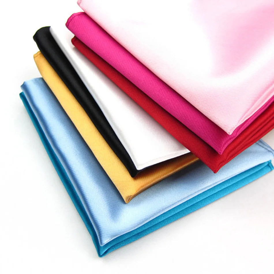 Luxury Men's Handkerchief Solid Color White Black Red Hankies Polyester Hanky Business Pocket Square Chest Towel 22*22CM