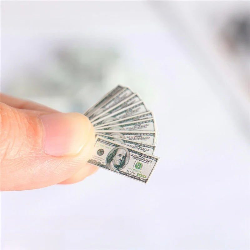1:12 Dollar KRW Ticket Mini Fake Money Dollhouse Miniature Scene Model Banknotes Prop Dollar Bills Artificial Money Decoration