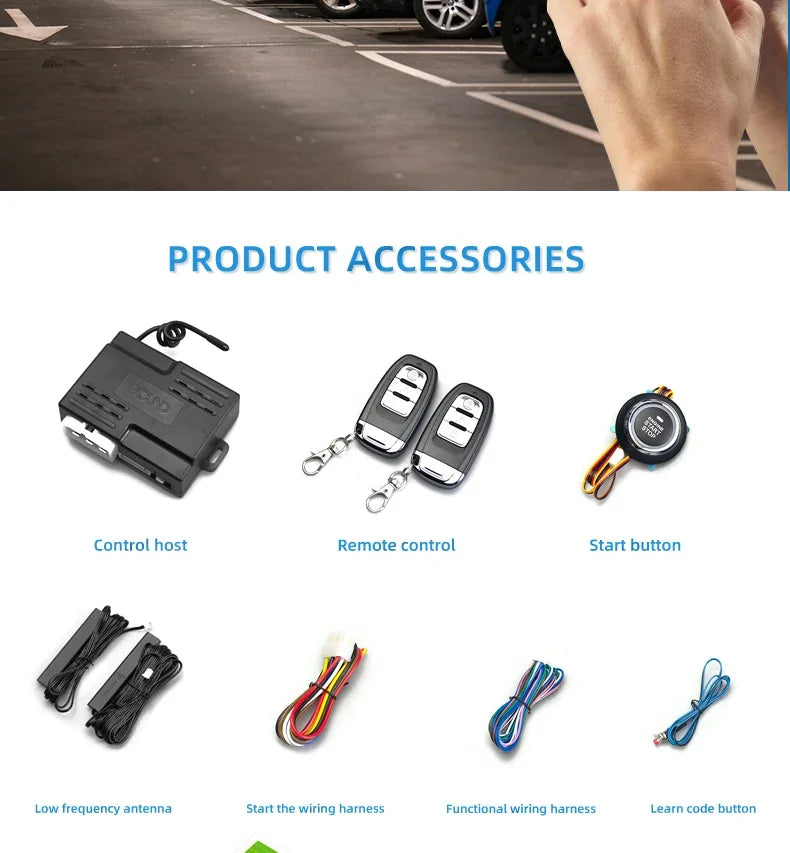 Universal Car Push Button Start Stop Keyless Entry Starter System Cell Phone Bluetooth APP PKE Remote Control Ignition Car Alarm