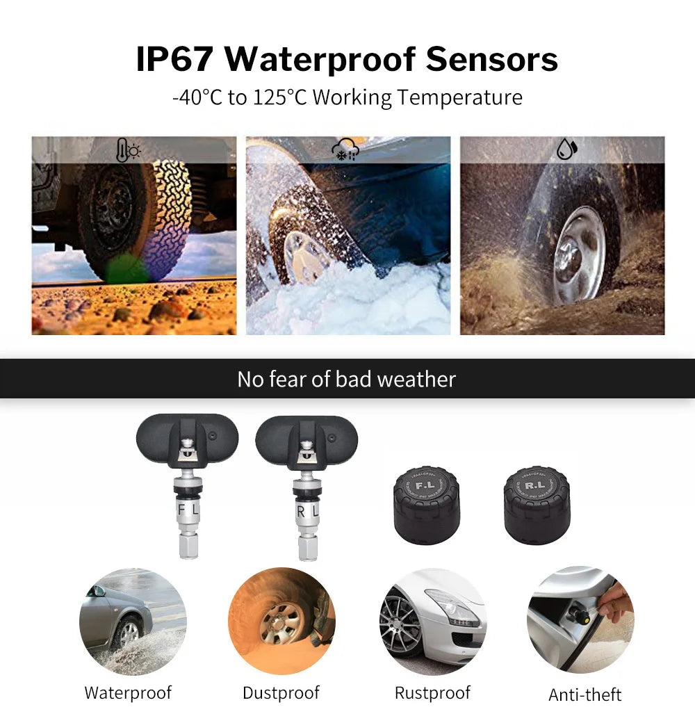 Deelife Car TPMS for Android iOS Tire Pressure Monitoring Control System 4-5 Wheel Tyre Sensor Bluetooth-compatible BLE TMPS