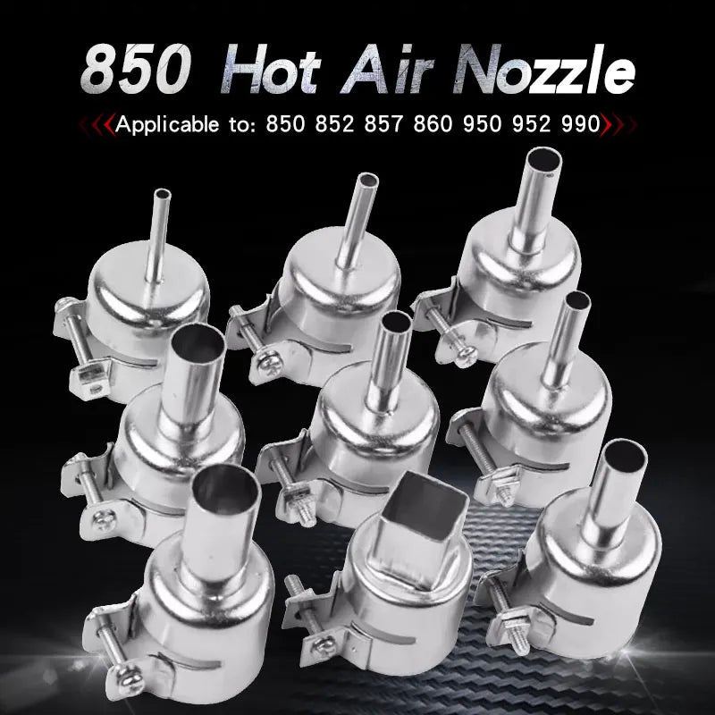 9PCS 850 Hot Air Nozzle 3-12mm Universal Nozzles Air Soldering Welding Round Nozzles For 852D 898 Soldering Heat Gun Nozzle