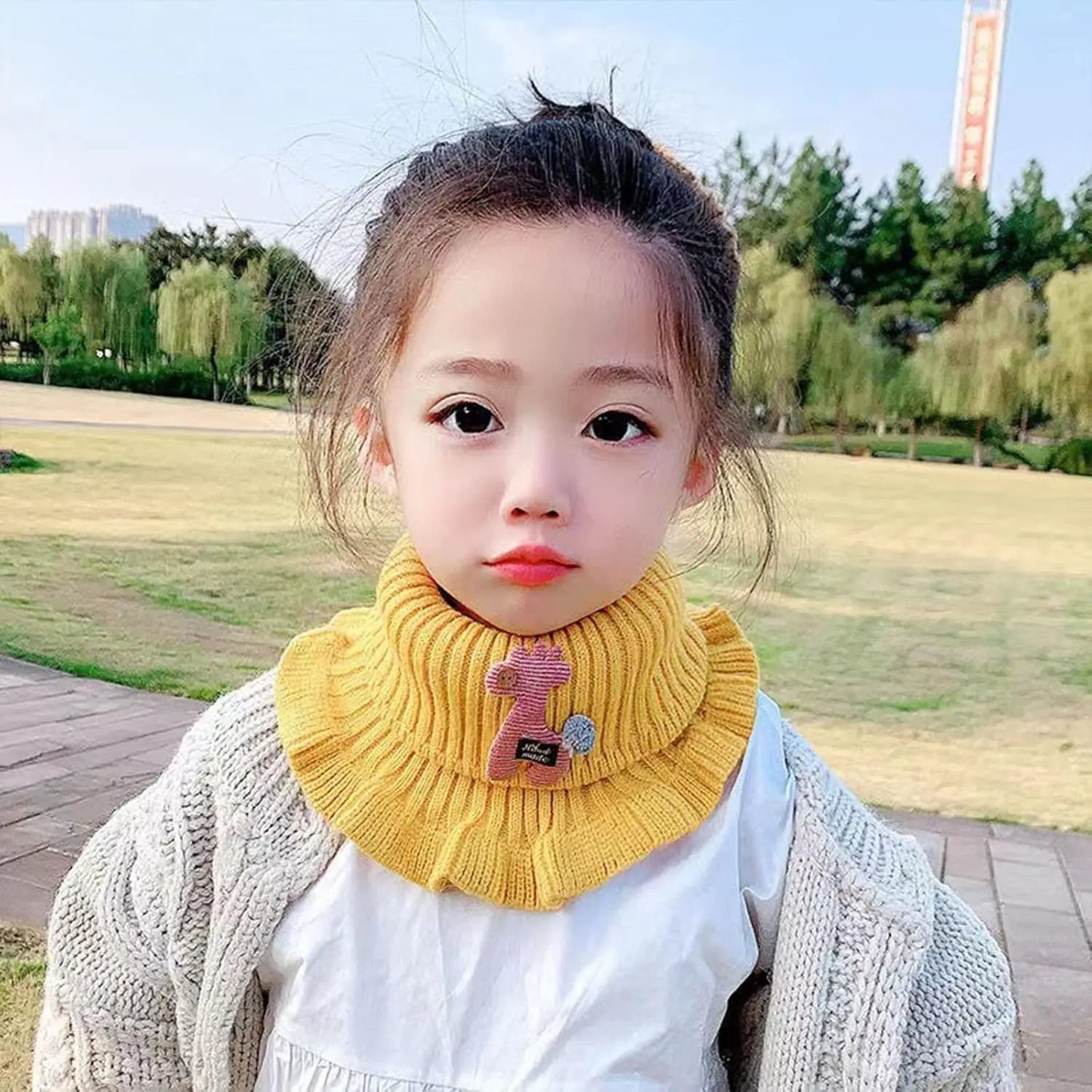 1PC Neck Warmer Scarf Scarf Autumn And Winter Deer Cartoon Neck Cute Versatile Winter Baby Thickened And Warm Gaiter