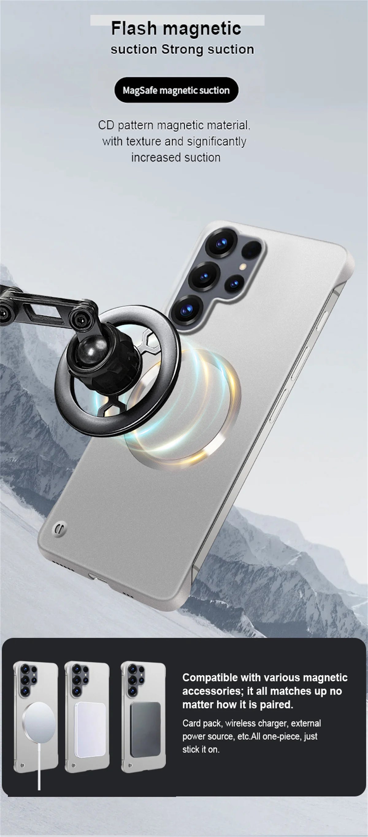 Ultra Thin PC Frameless Magnetic Phone Case for Samung S26 Ultra S25 Edge S24 FE S22 S23 Plus A56 A55 for Magsafe Matte Cover