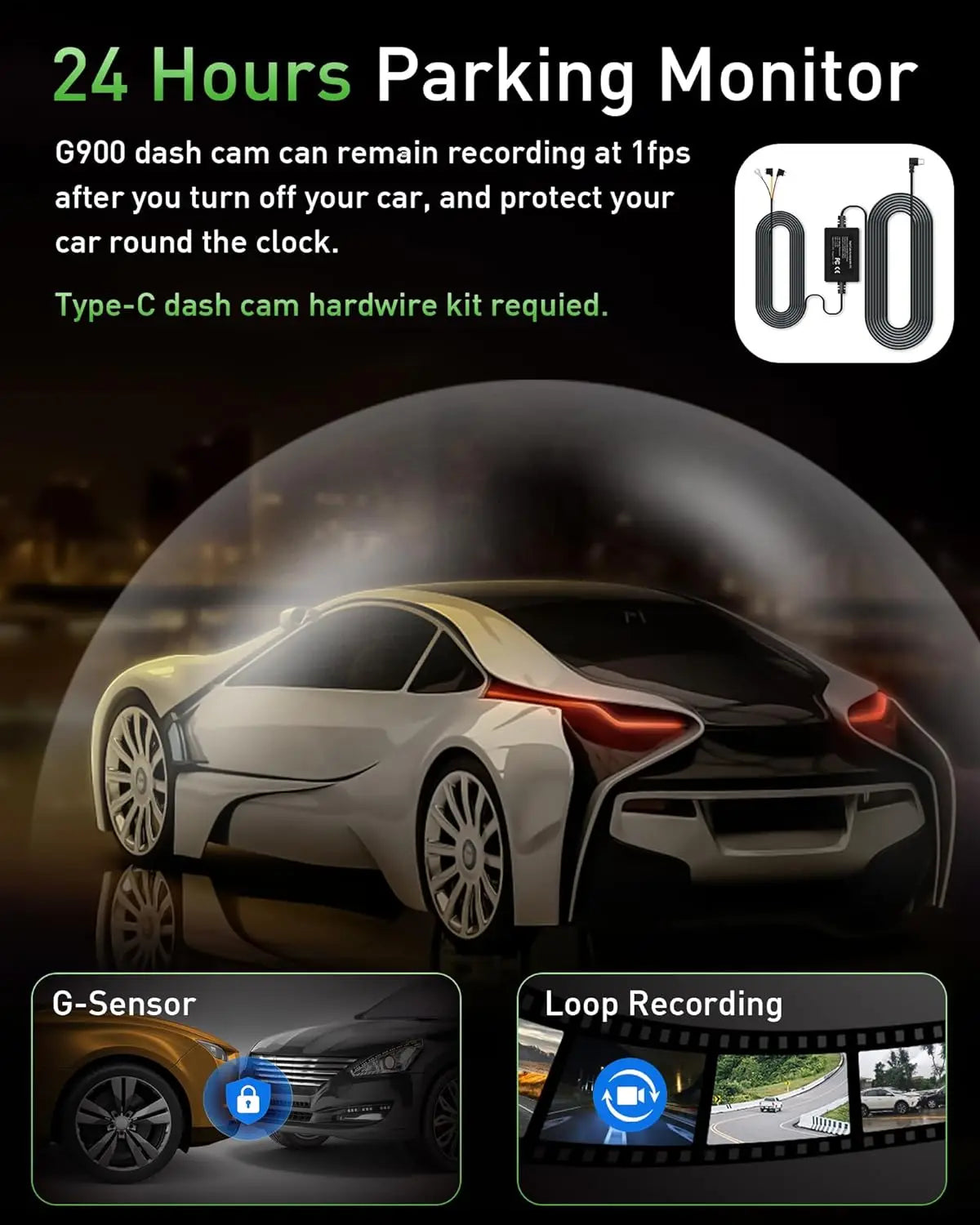 Dash Cam for Cars Car Camera Dash Cam 4K WIFI Camera for Car Front and Rear Dash Camera Black Box 24H Parking Mode Recorder