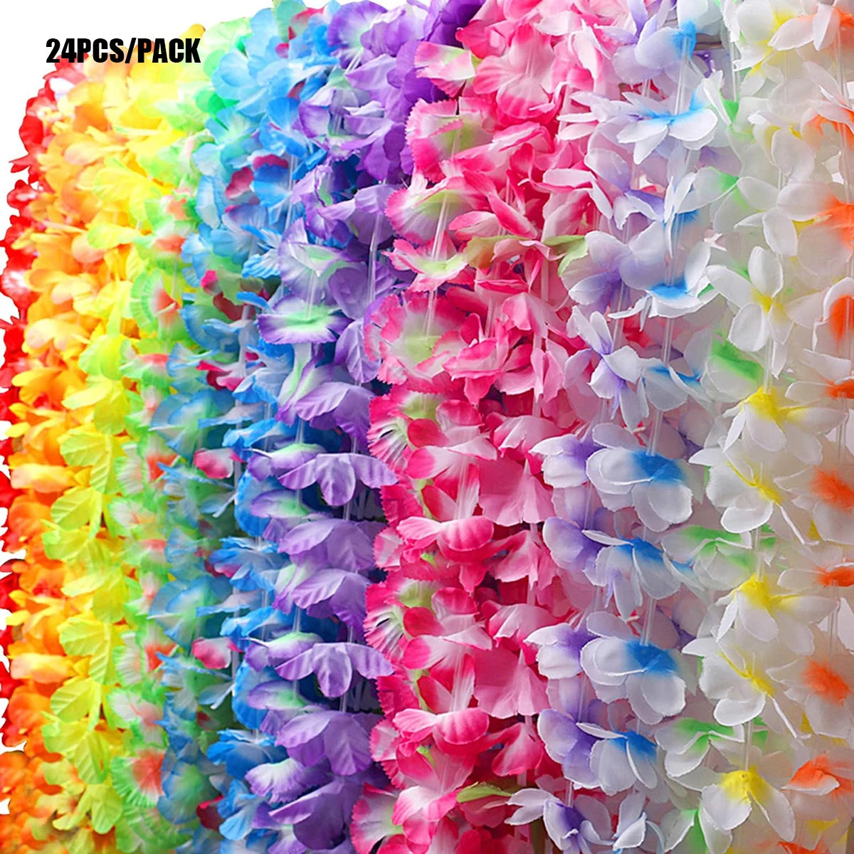 24/48Pcs Hawaii Party Artificial Flower Wreath Garland Summer Beach Theme Props Wedding Birthday Gatherings Decoration Supplies