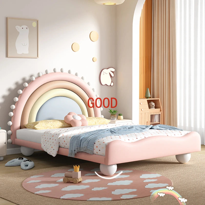 Cute Princess Children Beds Mattress Modern Pink Comferter Bed Luxury Wood Cama Infantil Bedroom Set Furniture