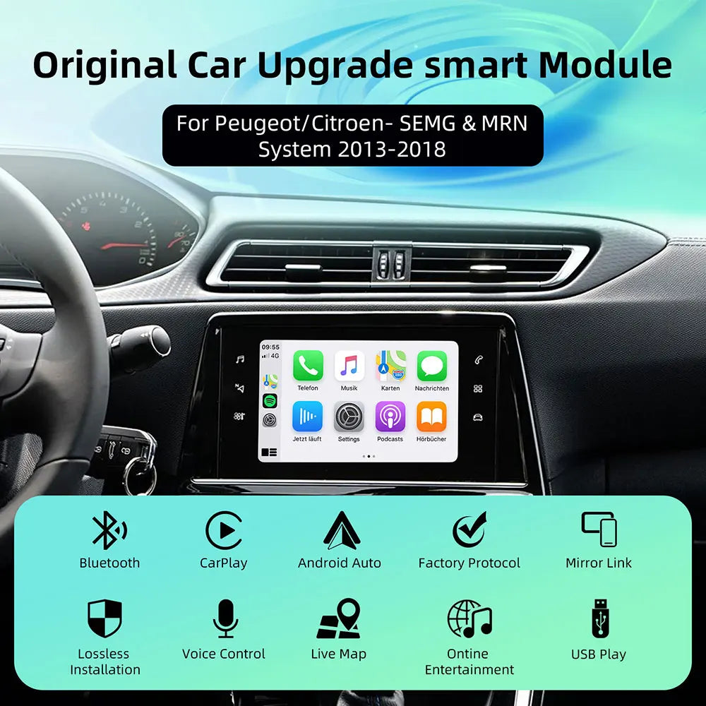 Wireless Carplay Android Auto Fits For Peugeot&Citroren SMEG&MRN NAC 208 308 508 3008&C4 DS3 DS4 DS5 Reverse Camera