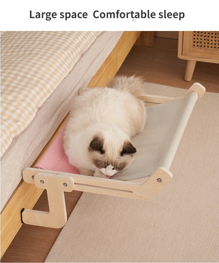 Hanging Pet Cat Bed Window Hammock Sofa House Furniture Kitten Indoor Washable Removable Seat Wooden Sleeping Bed Perch Shelves