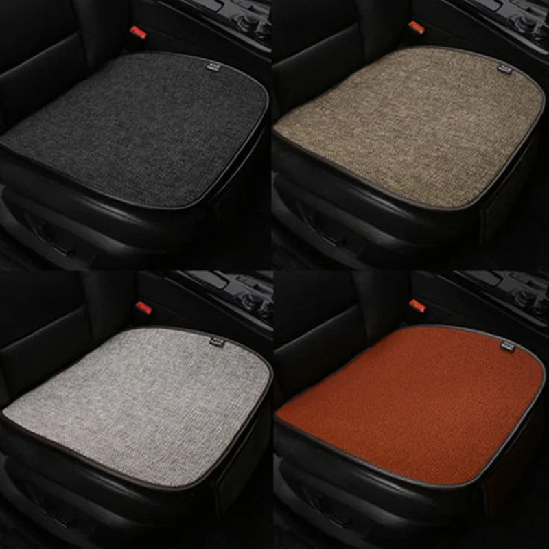 Car seat single-piece four seasons universal three-piece cover without backrest breathable cotton and linen rear cushion