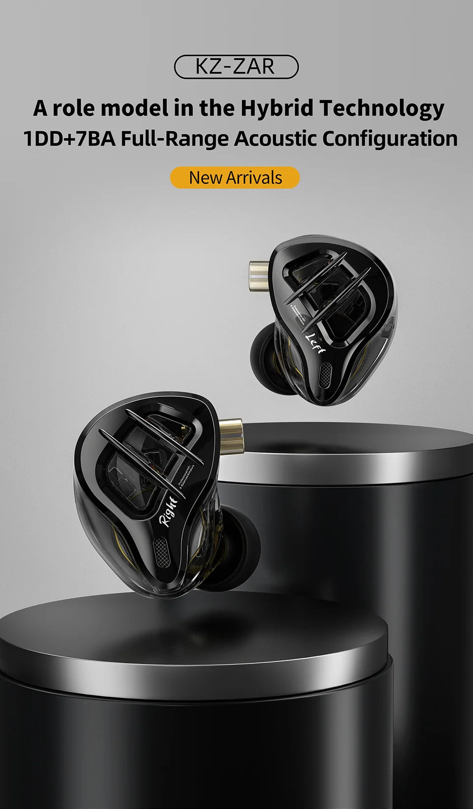 KZ ZAR Hybrid Driver In-ear Monitor 1DD+7BA Earphone HiFi 2Pin Wired Headphone Music DJ Headset Sport Game Earbud ZAX ZAS ZSX