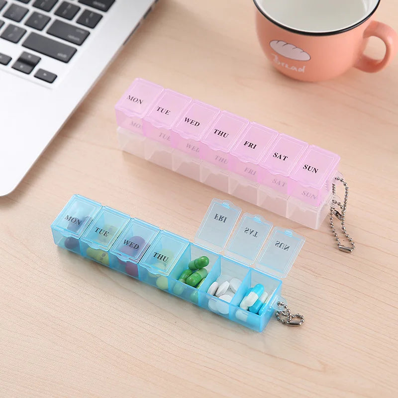 7 Days Pill Medicine Box Weekly Tablet Holder Storage Organizer Container Pill Box Splitters 3 Colors Pill Case Organizer 1Pcs