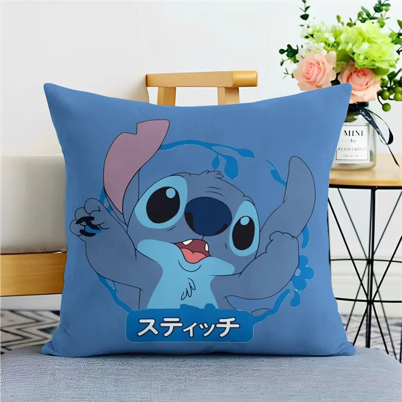 Stitch pillowcase cute cartoon anime peripheralsBedroom Sofa Decorative Cushion Cover With Zipper Soft Cushion Cover