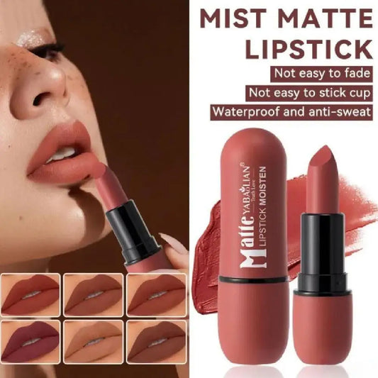 6-Color Matte Lipstick: Velvet Lip Color, Smooth, Waterproof, Long-Lasting Color Lip Makeup