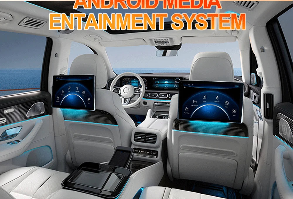 10.1" HD 1280*800 Android 13 Car Headrest Monitor Tablet For Back Seat Multimedia Apple Carplay Ambient Lights BT SD HDMI-Input