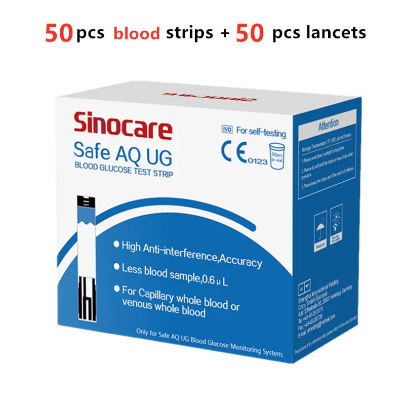 Sinocare Blood Glucose Meter Uric Acid Test Kit & Glucose Strips  Safe AQ UG  Uric Strips for Diabetes Gout Pregnant Glucometer